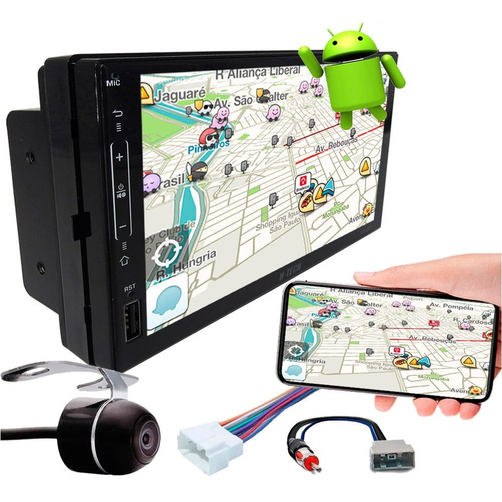 Multimídia 7" Polegadas Android Versa e March 2012 a 2021 Espelhamento GPS Bluetooth USB SD Card + Chicotes + Câmera Ré