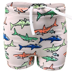 Sunga Infantil Boxer Proteção Solar Uv Tubarão Praia Piscina Natação Juvenil Baby Kids Filtro Fps50