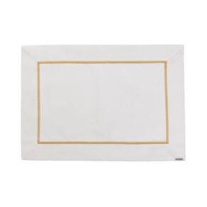 Lugar Americano Retângular Em Poliéster Select 50x36cm Mameg Off White Dourado