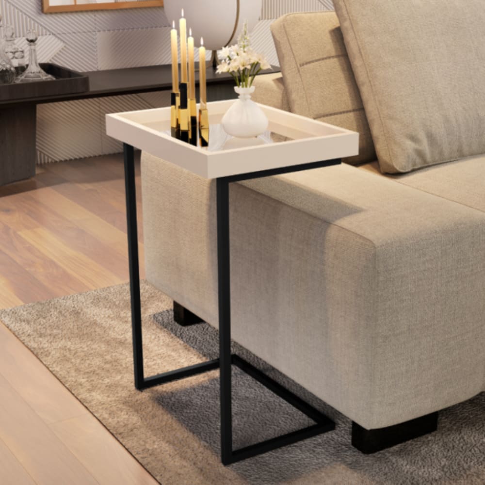 Mesa de Apoio com Pés de Ferro India Perola Preto