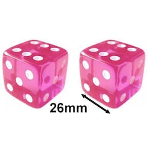 2 Jogo De Dado 26mm (2,6cm) Rosa Translúcido - EJ Games