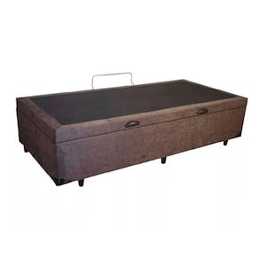 Base Box Baú Solteirão Blindado Suede Marrom 36X108X188 AN