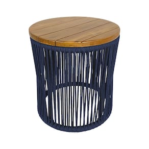 Puff Lyon Alumínio Corda Náutica Azul Marinho