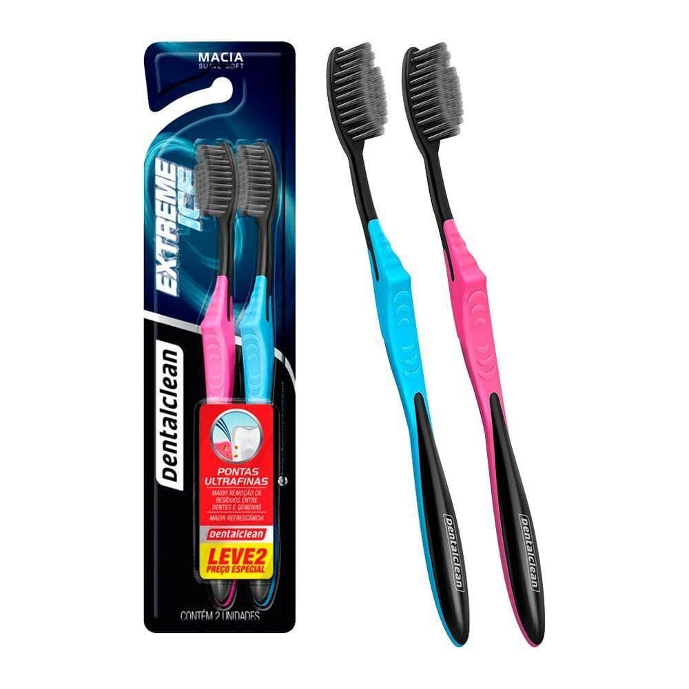 Pack 2 Escovas De Dente Macia Suave Extreme Ice Ultrafina Dentais Dentalclean