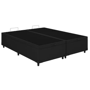 Base Box Baú Bipartido King Blindado Corino Linhão Preto 36X192X203 AN