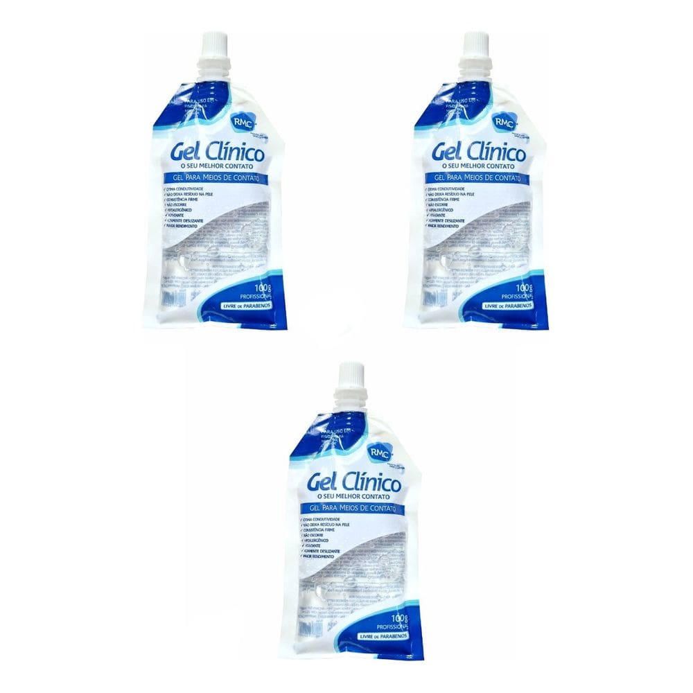Kit 3- Gel Clínico De Contato Condutor Ultrassom 100 Ml