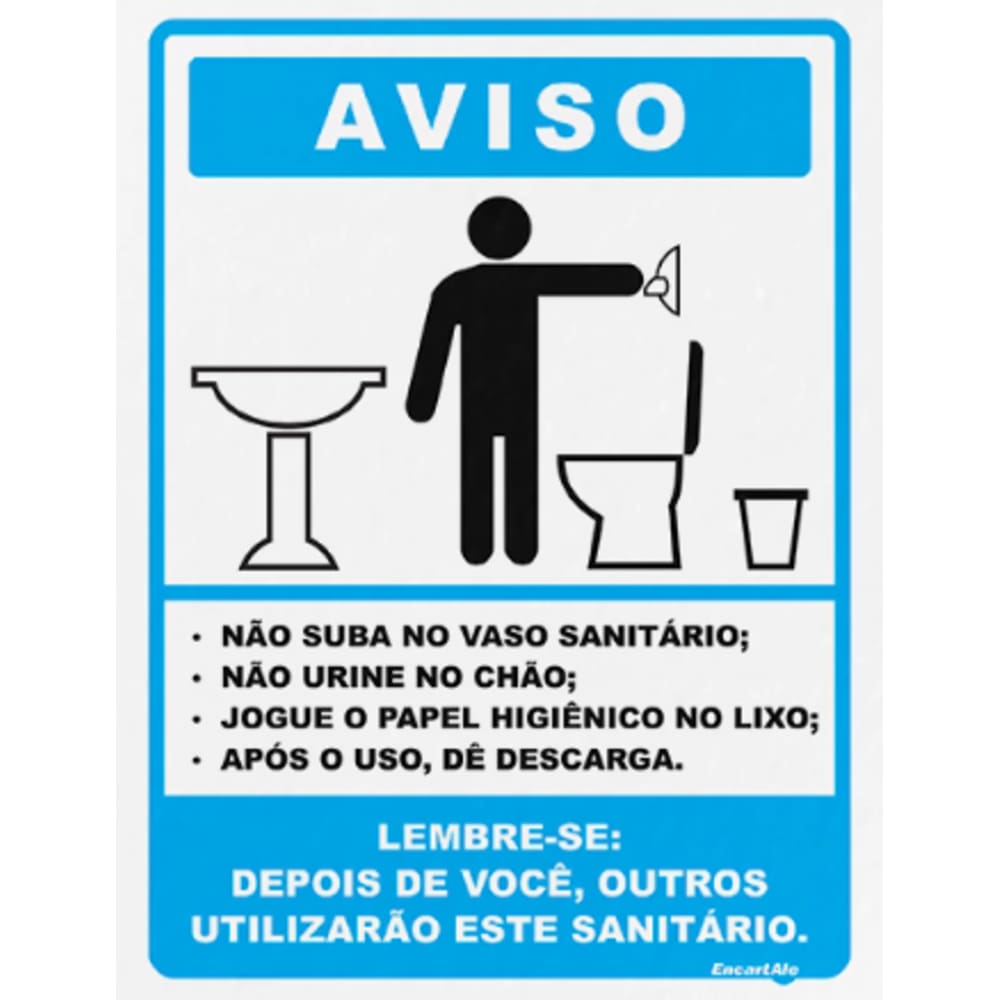 Placa Sinalização - Higiene Banheiro Masculino