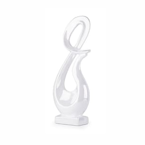 Escultura Em Cerâmica Abstrata Branco Perolado Buzzio`s 13x34,5cm