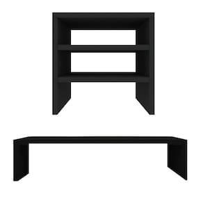Kit Suporte De Mesa Monitor E Escaninho Organizador Preto