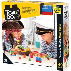 Blocos de Montar 49 Peças Navio Pirata Samba Toys Tchuco 0247
