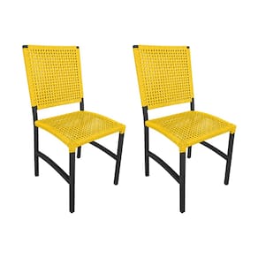 Kit 2 Cadeiras Deck Alumínio Junco Sintético Amarelo Unicolor