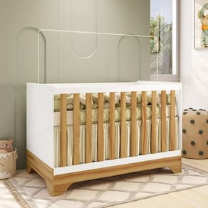 Berço Mini Cama 3 em 1 Americano MDF Popy Retrô Móveis Peroba com Colchão Gazin