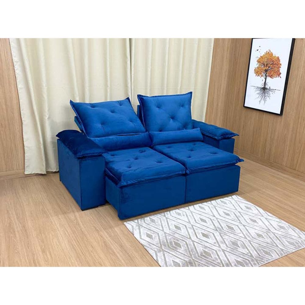 Sofá Retrátil Reclinável 1,80 m Azul 506 Athenas Premium
