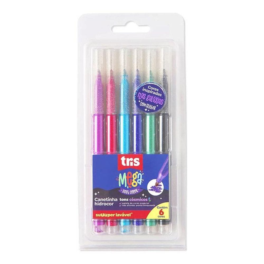 Canetinha Hidrográfica Mega Cosmos 607108 6 Cores - Tris