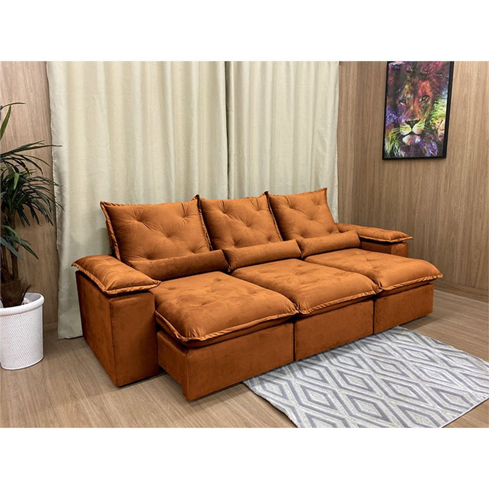 Sofá Retrátil Reclinável 2,90 m Terracota 509 Zuqui Plus