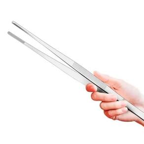 Pinça Culinária Para Chef Gastronomia Com Serrilha 30cm Inox