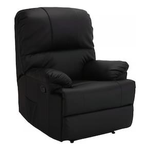 Poltrona Do Papai Reclinavel Couro P.u. Preto Até 120kg