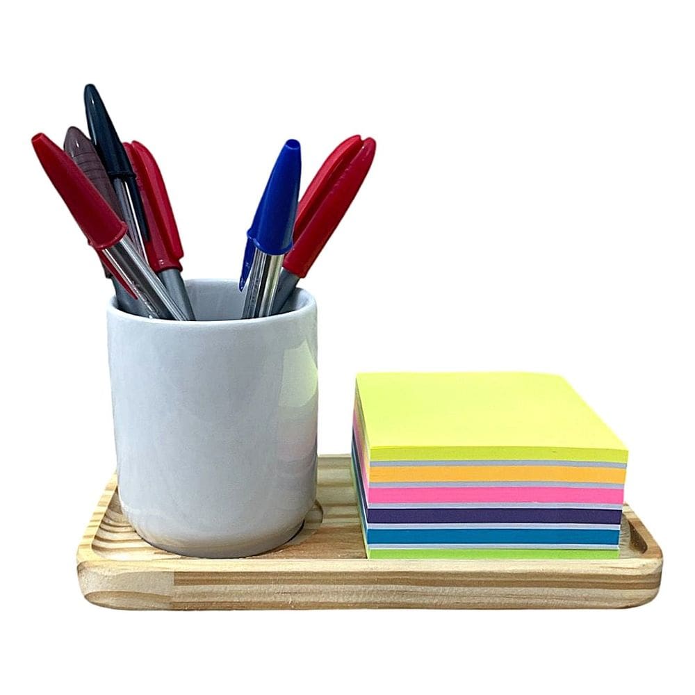 Porta lápis/canetas Escritório Porcelana com base de Pinus