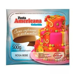 Pasta Americana Colorida Extra Macia Arcolor 500gr Rosa Bebe - Cores Intensas e Vibrantes