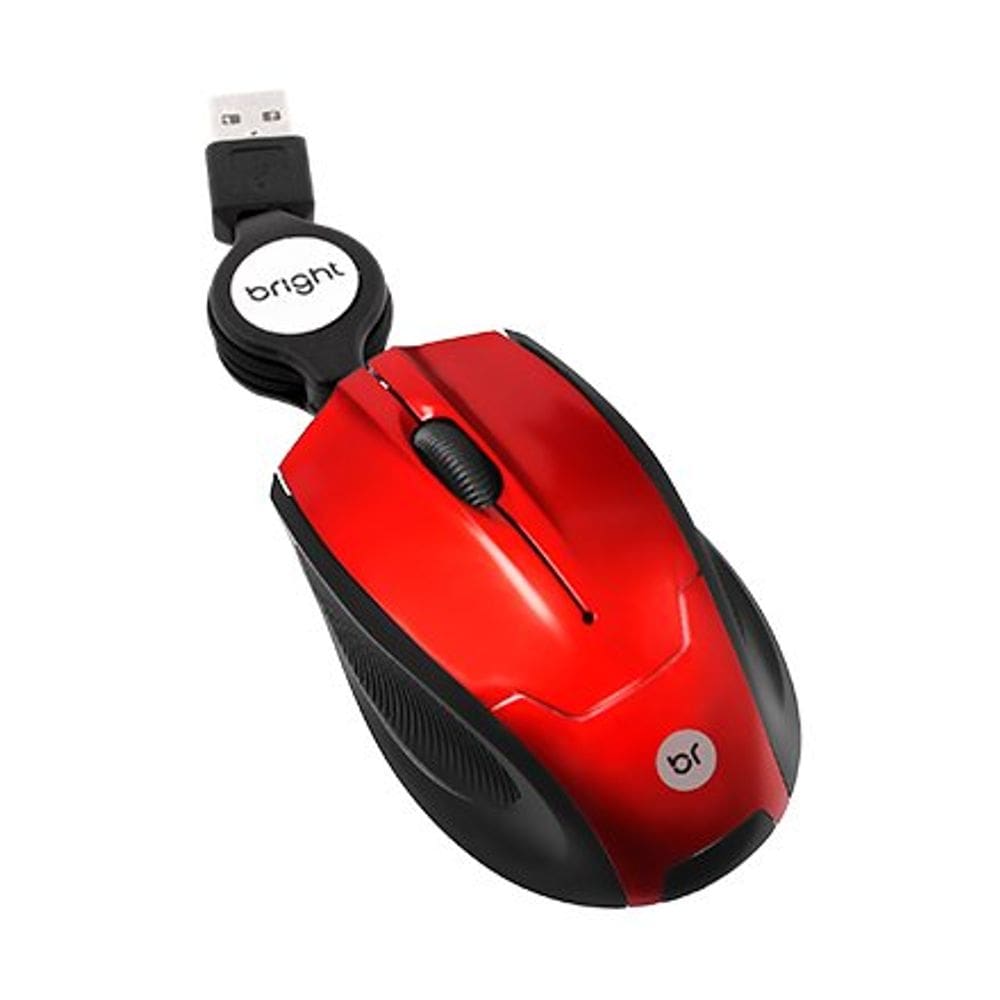 Mini Mouse Bright Fio Retrátil Usb 1000 Dpi - 0101 Vermelho