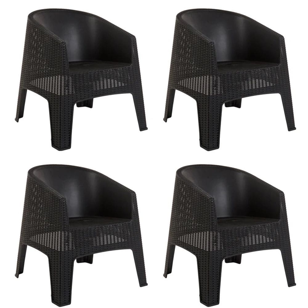 Kit 4 Poltronas Fibra Sintética Rattan Ibiza