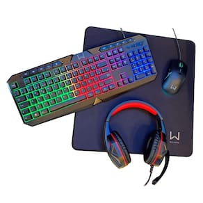 Kit Gamer Air Drop 4 Em 1: Teclado + Mouse + Headset e Mousepad Warrior - TC304
