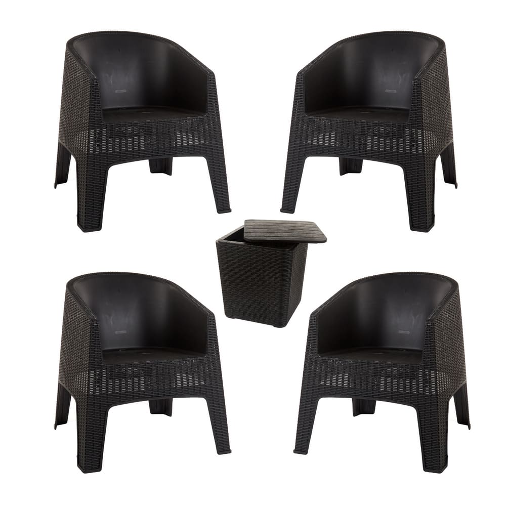 Conjunto 4 Poltronas Rattan Ibiza + Mesa Vira Baú Capri