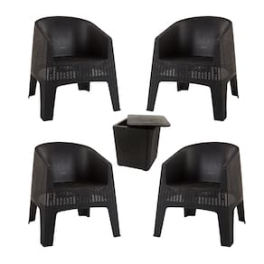Conjunto 4 Poltronas Rattan Ibiza + Mesa Vira Baú Capri