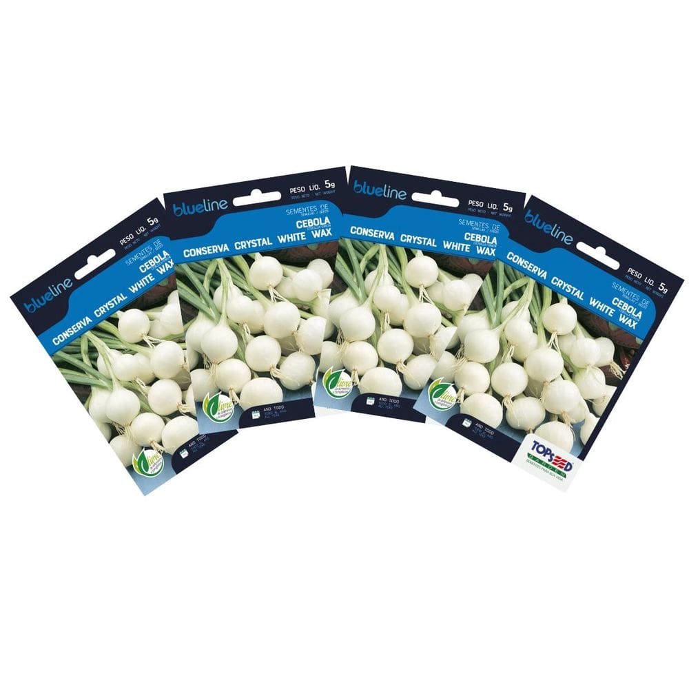 4X Sementes de Cebola Crystal White Wax Blueline TOPSEED