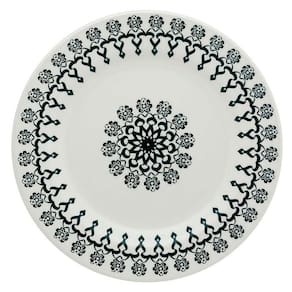 Prato Raso de Cerâmica Estampa Donna Folk 24cm 1 Unidade - Biona 061404