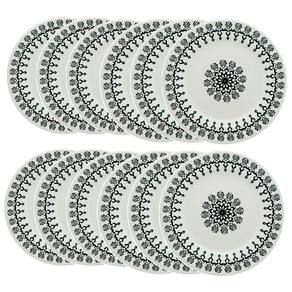 Prato Raso de Cerâmica Estampa Donna Folk 24cm 12 Unidades - Biona 061404