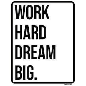 Kit 5 Placas Decorativa - Work Hard Dream Big