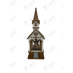 Peça Decorativa Igreja Natalina Sagrada Familia Musical com Led 28cm 14652-PL