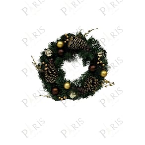 Peça Decorativa Guirlanda Natalina Pinhas Marrom e Dourado 40cm 14673-PL