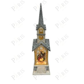 Peça Decorativa Igreja Natalina Sagrada Familia Musical com Led 40cm 14672-PL