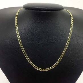Corrente Cordão Banhado Ouro 18k Grumet Curta Fecho Gaveta 4MM - 70CM