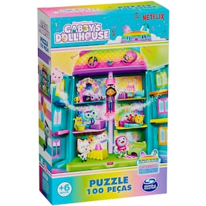 Quebra Cabeça 100 Peças Gabby`s Dollhouse Brilhante Grow