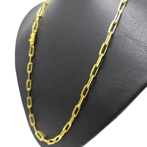 Corrente Cordão Banhado Ouro 18k Kartie Cadeado Longo Fecho Gaveta 5MM - 60CM