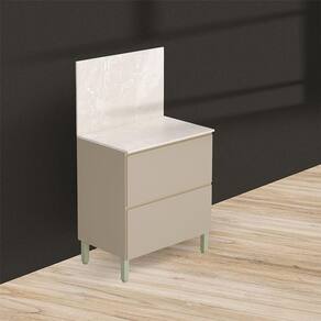 Balcão para Cozinha Ambiente Art Vanilla com Tampo Painel 80cm Travertino - Kits Paraná