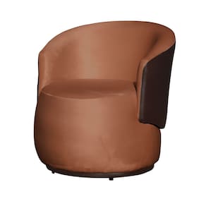 Poltrona Orgânica Decorativa Beatriz Veludo Terracota/PU Marrom - Montanaris Decor