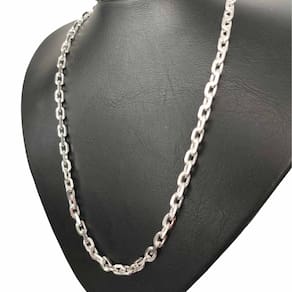 Corrente Cordão Prata 925 Maciça Kartie Cadeado Curta Italiana 5MM - 60CM