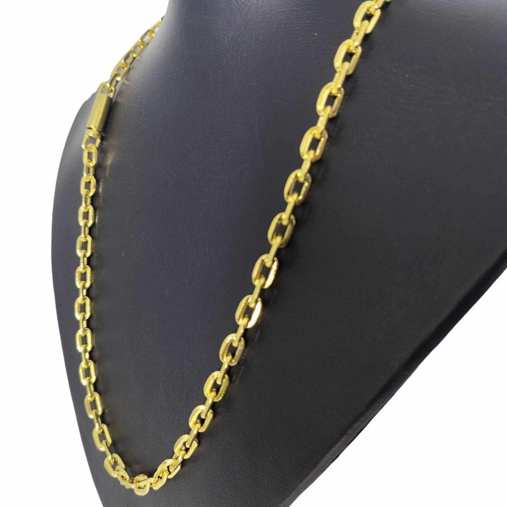 Corrente Cordão Banhado Ouro 18k Kartie Cadeado Curta Fecho Gaveta 5MM - 80CM