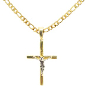 Corrente Cordão Banhado Ouro 18k 3X1 Com Pingente Cruz 4MM - 70CM