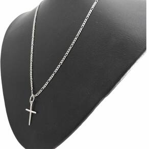 Corrente Cordão Prata 925 Maciça 3x1 Com Pingente Cruz 2mm - 70cm