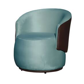 Poltrona Orgânica Decorativa Beatriz Veludo Azul Turquesa/PU Marrom - Montanaris Decor
