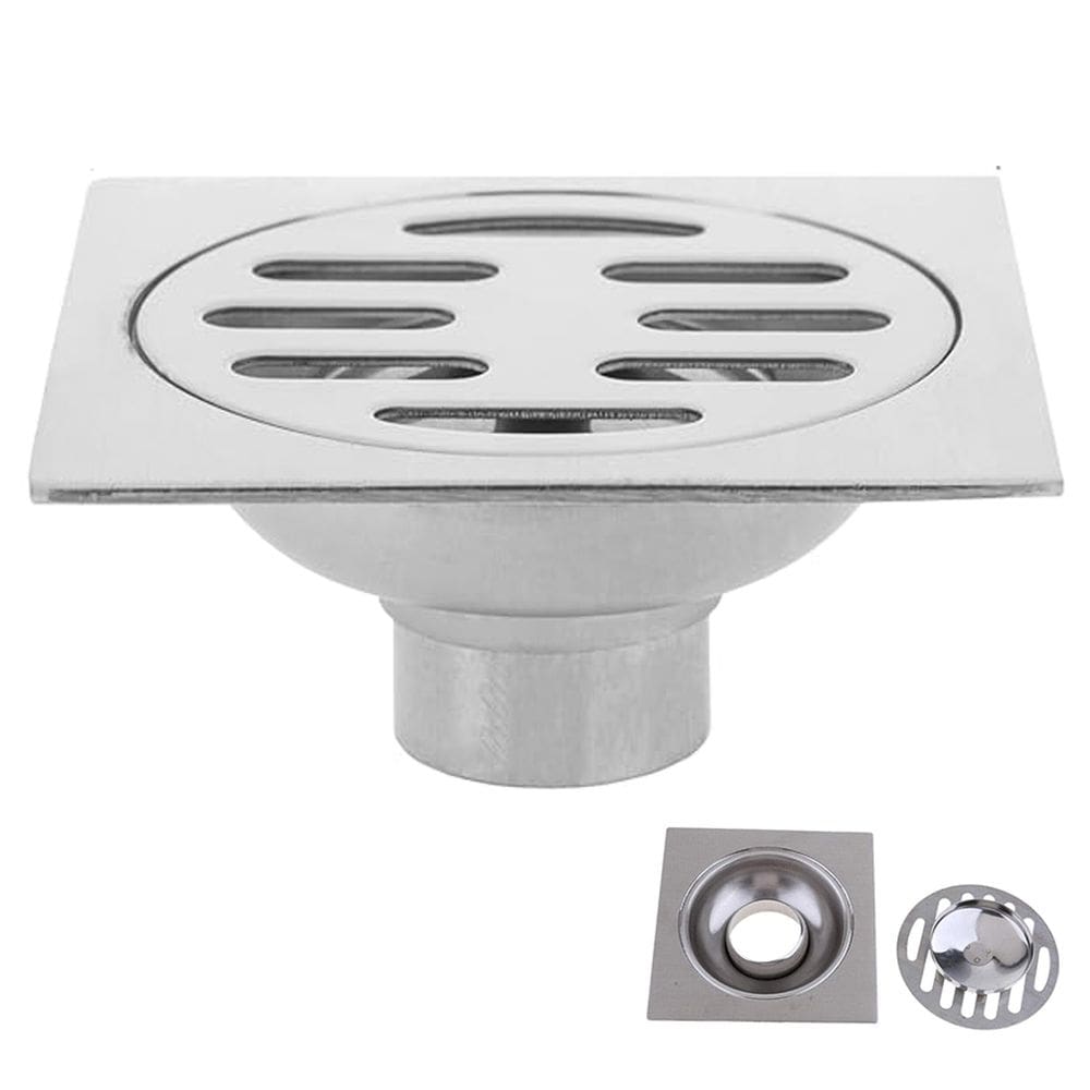Ralo Inox 10x10 Banheiro Lavabo Resistente Grande Escoamento Seguro Higienico