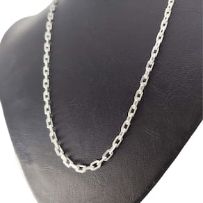 Corrente Cordão Prata 925 Maciça Kartie Cadeado Curta Italiana 4MM - 70CM