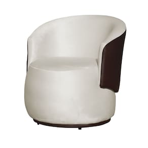 Poltrona Orgânica Decorativa Beatriz Veludo Bege/PU Marrom - Montanaris Decor