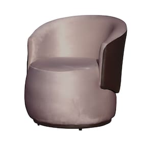 Poltrona Orgânica Decorativa Beatriz Veludo Rose/PU Marrom - Montanaris Decor