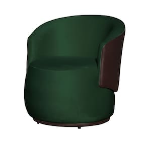 Poltrona Orgânica Decorativa Beatriz Veludo Verde/PU Marrom - Montanaris Decor